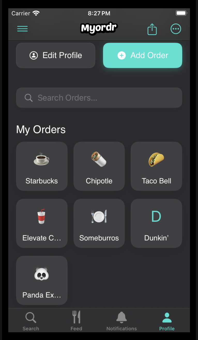 MyOrdr app screenshot